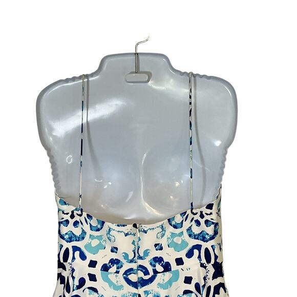 Betsy & Adam Mosaic Deep V-Neck Low Back Prom Ball Gown Spaghetti Strap Womens 4 - Picture 8 of 10